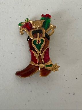 Don-Lin Enamel Christmas Cowboy Boot